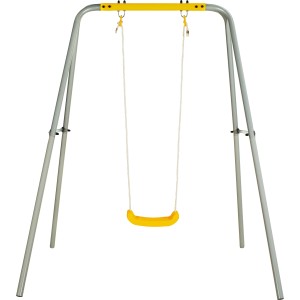 Einzelschaukel aus Metall und Kunststoff, 167x166 cm, gelber Sitz, für Kinder ab 3 Jahren.