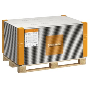 Palette Fermacell Estrichelemente, 20 mm stark, zur Verlegung unter Bodenbelägen.