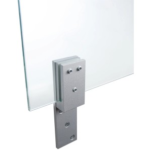 Thekenhalter für 6 mm ESG Glas, Montage an Theke, Eloxal Silber.