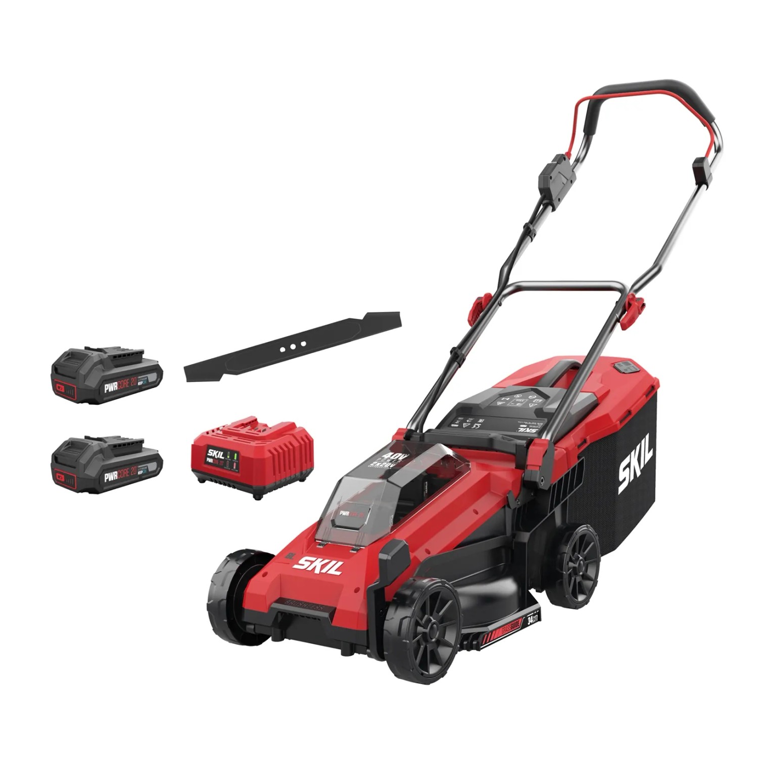 Skil Akku-Rasenmäher 0130BA Bürstenlos 2 x 20 V 2 Ah Akku & Ladegerät 34 cm