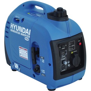 Blauer Hyundai Inverter-Generator HY1000Si D 1000 W, kompakter Stromerzeuger für unterwegs.