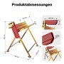 Wiltec Sägebock mit Kettensägenhalter, verzinkt. Detaillierte Abmessungen des zusammenklappbaren Arbeitsbocks aus Stahl.