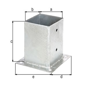 Feuerverzinkte Alberts Aufschraubhülse für Vierkantpfosten, 101x101 bis 150x150 mm.