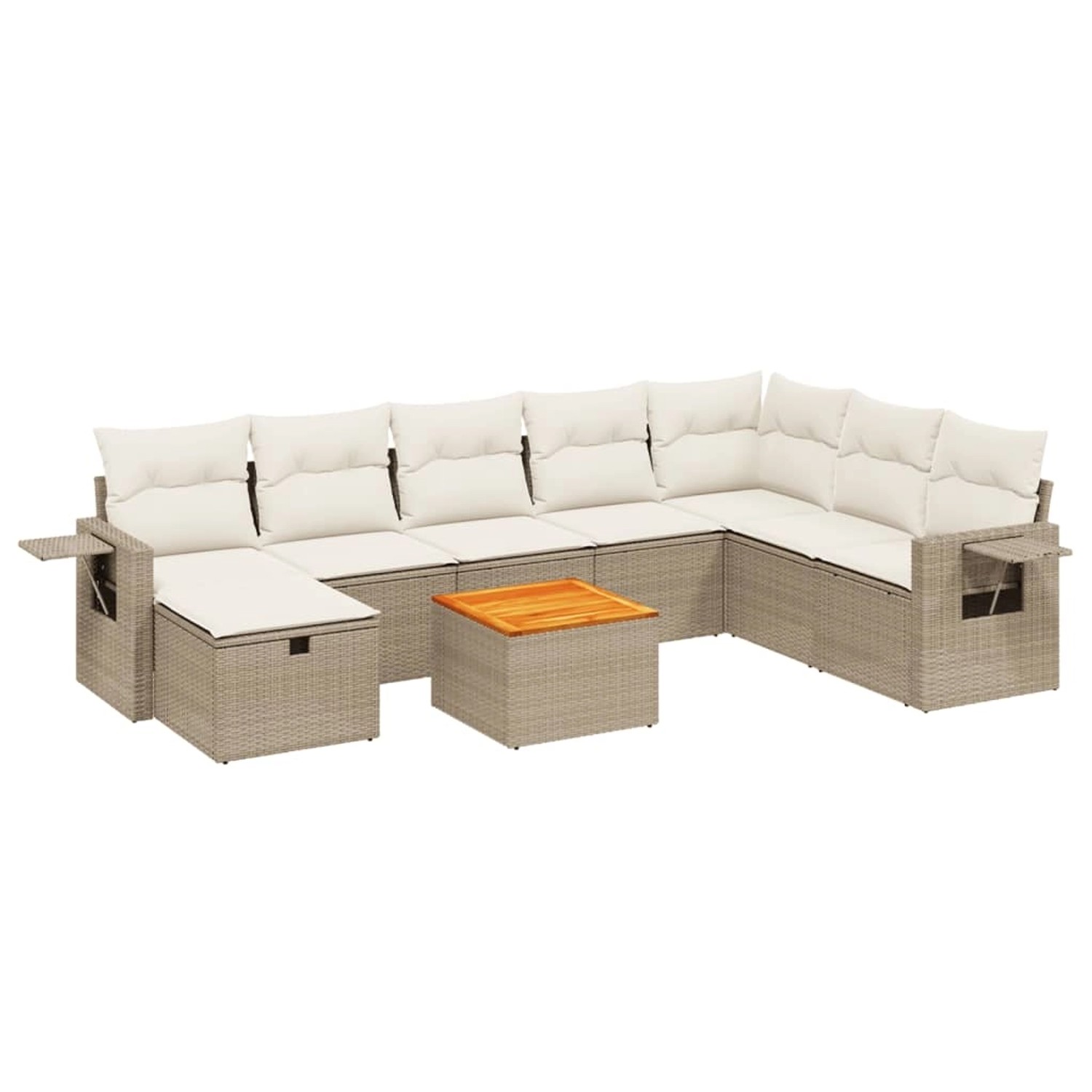 vidaXL 9-Tlg Garten-Sofagarnitur mit Kissen Beige Poly Rattan 3264985 günstig online kaufen