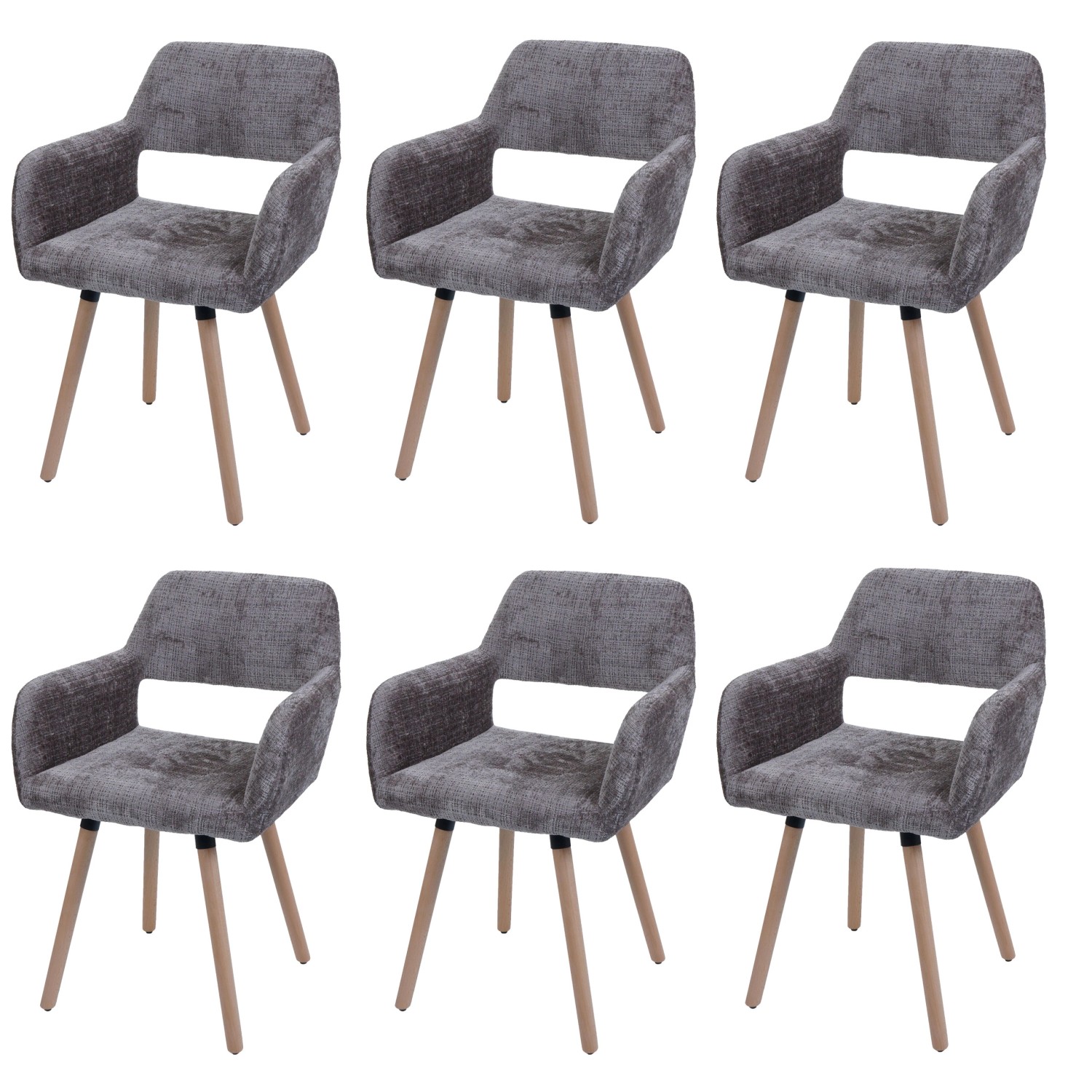 MCW Esszimmerstuhl A50 II 6er-Set Braun Stoff/Textil Chenille 465g/m² günstig online kaufen