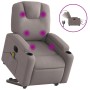 Elektrischer Massagesessel mit Aufstehhilfe in Taupe. Relaxsessel mit Getränkehalter und Massagefunktion.