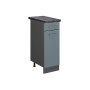 Vicco Küchenunterschrank R-Line, blau-graue Front, anthrazitfarbener Korpus, 30 cm breit.