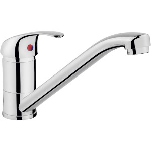 Chromfarbene Niederdruck Küchenarmatur Tirso, Einhebelmischer für Boiler und Untertischgeräte.