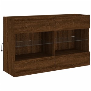 VidaXL TV-Wandschrank in Braun Eichen-Optik mit LED-Beleuchtung und Glasablagen.