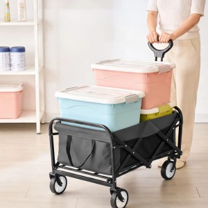 Relaxdays Bollerwagen Stahl Grau Faltbar Höhenverstellbar 64 cm x 50 cm x 72 cm 6,5 kg