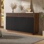 Modernes Merax Sideboard 150x85 cm, braun-schwarz, 4 Türen, Holzoptik mit Lamellen. Eleganter Wohnzimmerschrank.