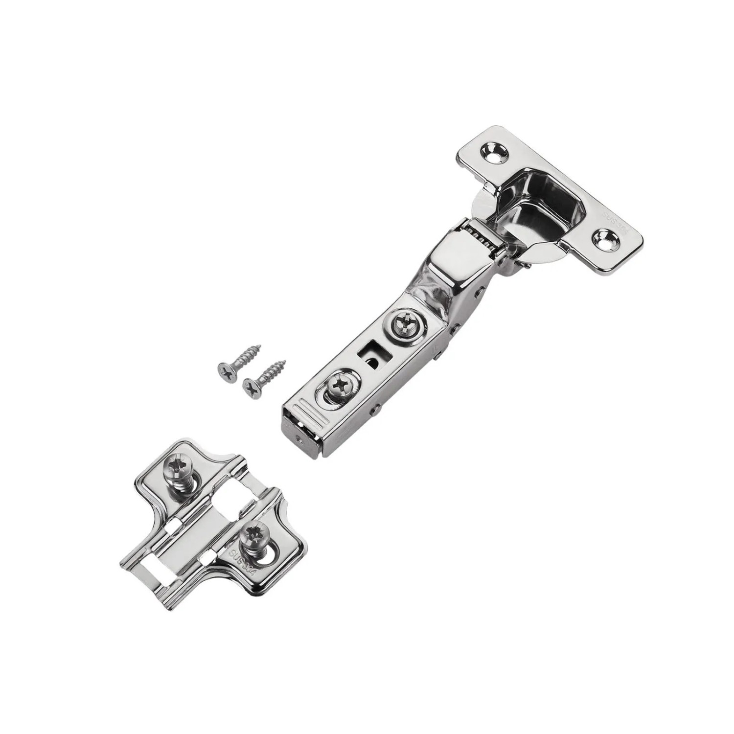 SOTECH Topfband Innenanschlag Gedämpft T45 Softclose 100 Grad Klickmontage Edelstahl SS304 SS201 inkl. Kreuzmontageplatte und Schrauben