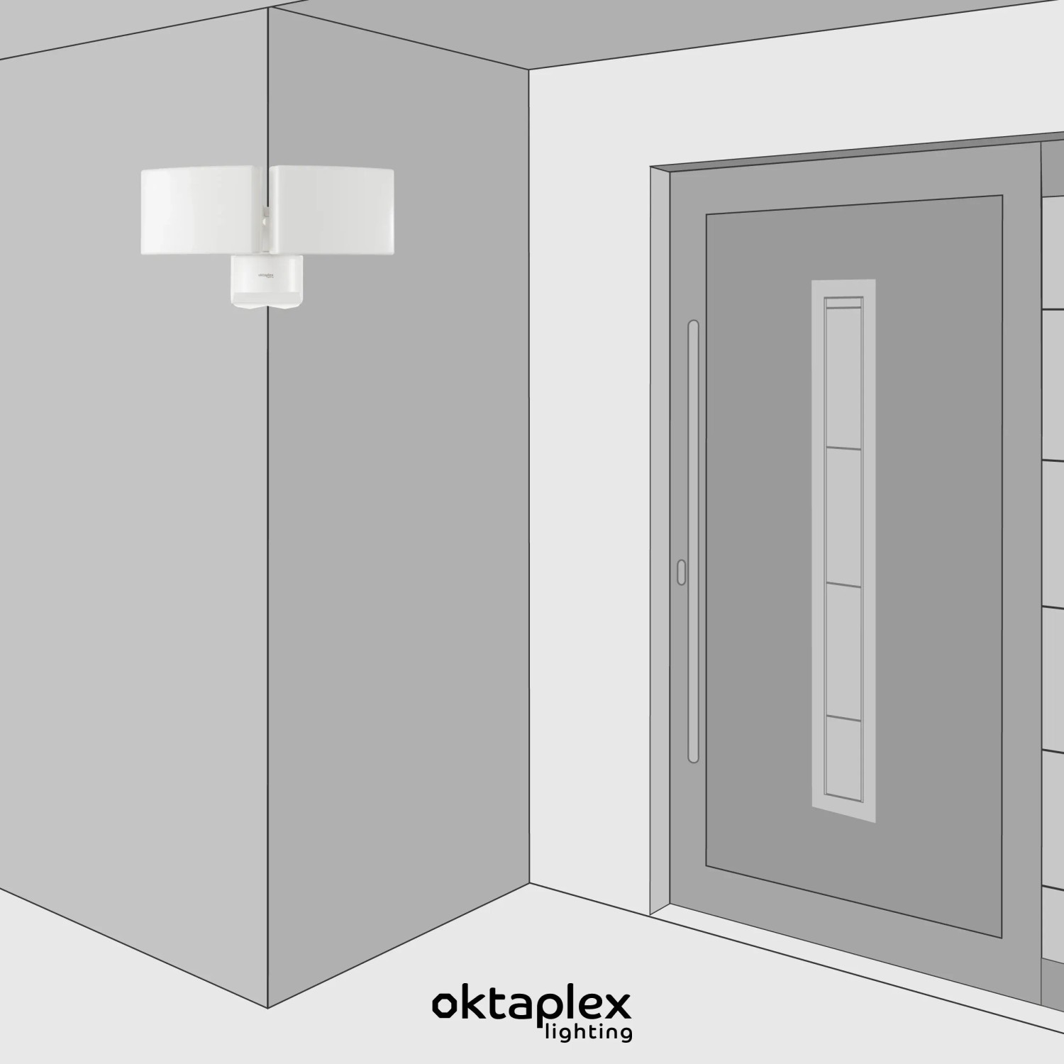 Oktaplex Eckwandhalter Weiß für Cali/Cali Dos zur Eckmontage von Lampen & Leuchten.