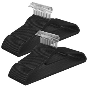 Songmics Samt-Kleiderbügel-Set Breanna Schwarz-Silber 50 teilig