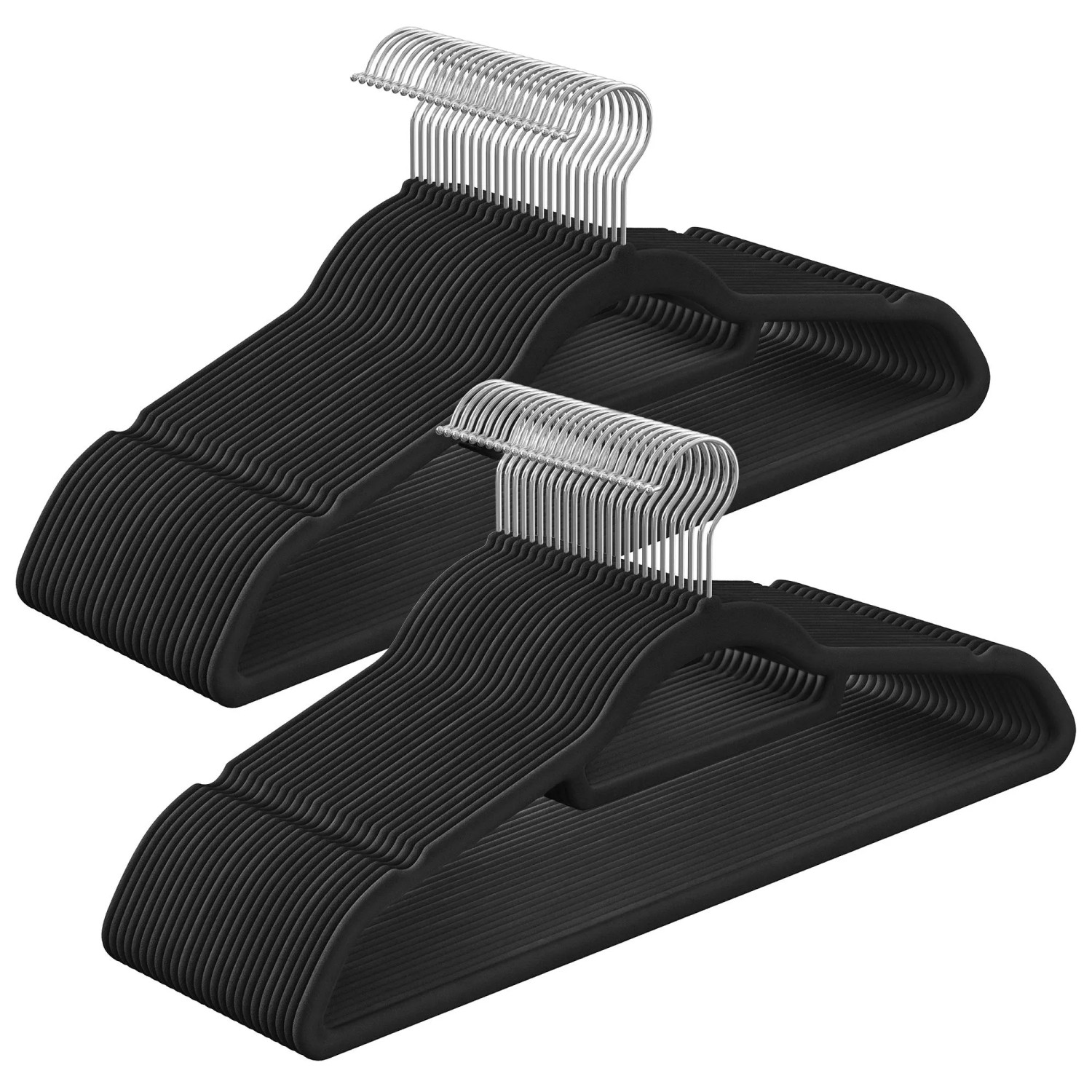 Songmics Samt-Kleiderbügel-Set Breanna Schwarz-Silber 50 teilig günstig online kaufen