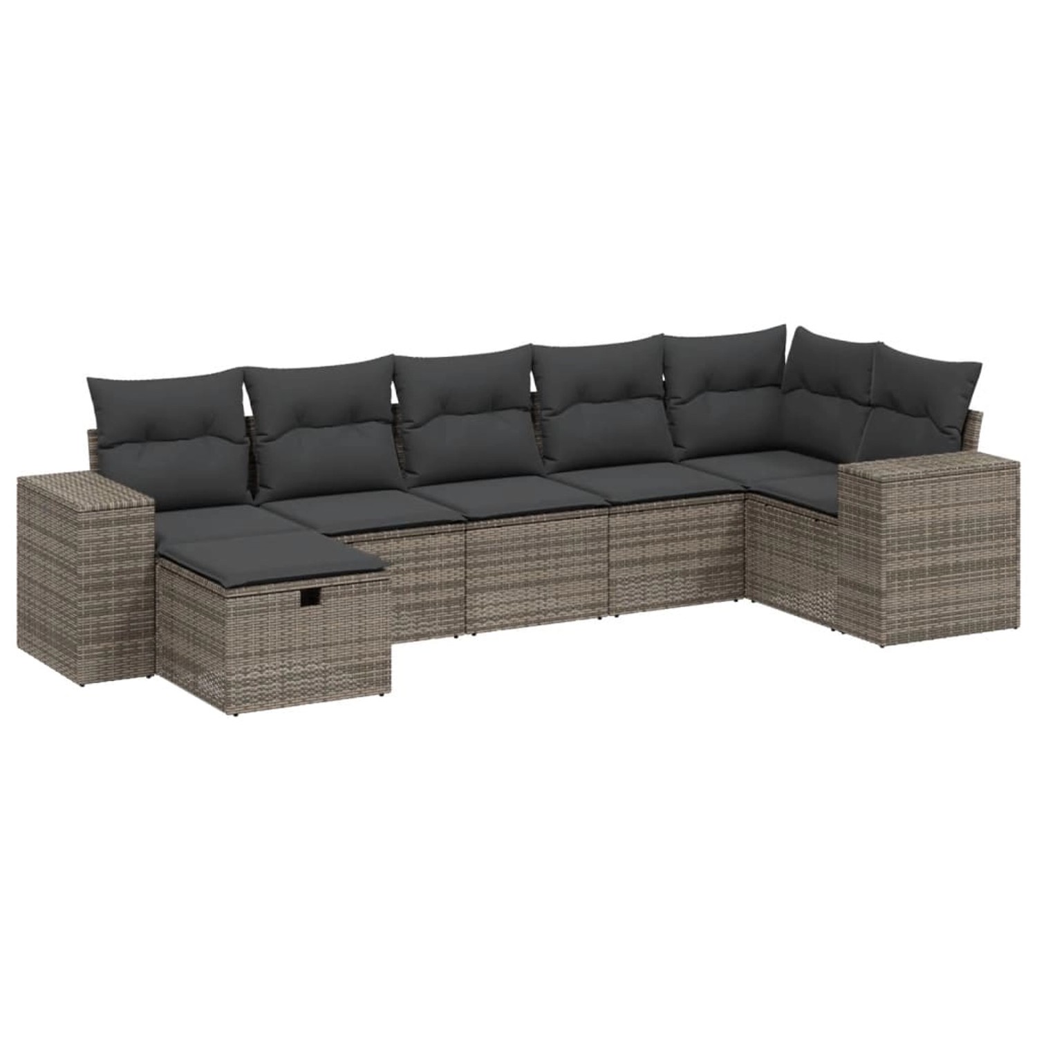 vidaXL 7-Tlg Garten-Sofagarnitur mit Kissen Grau Poly Rattan 3264436 günstig online kaufen