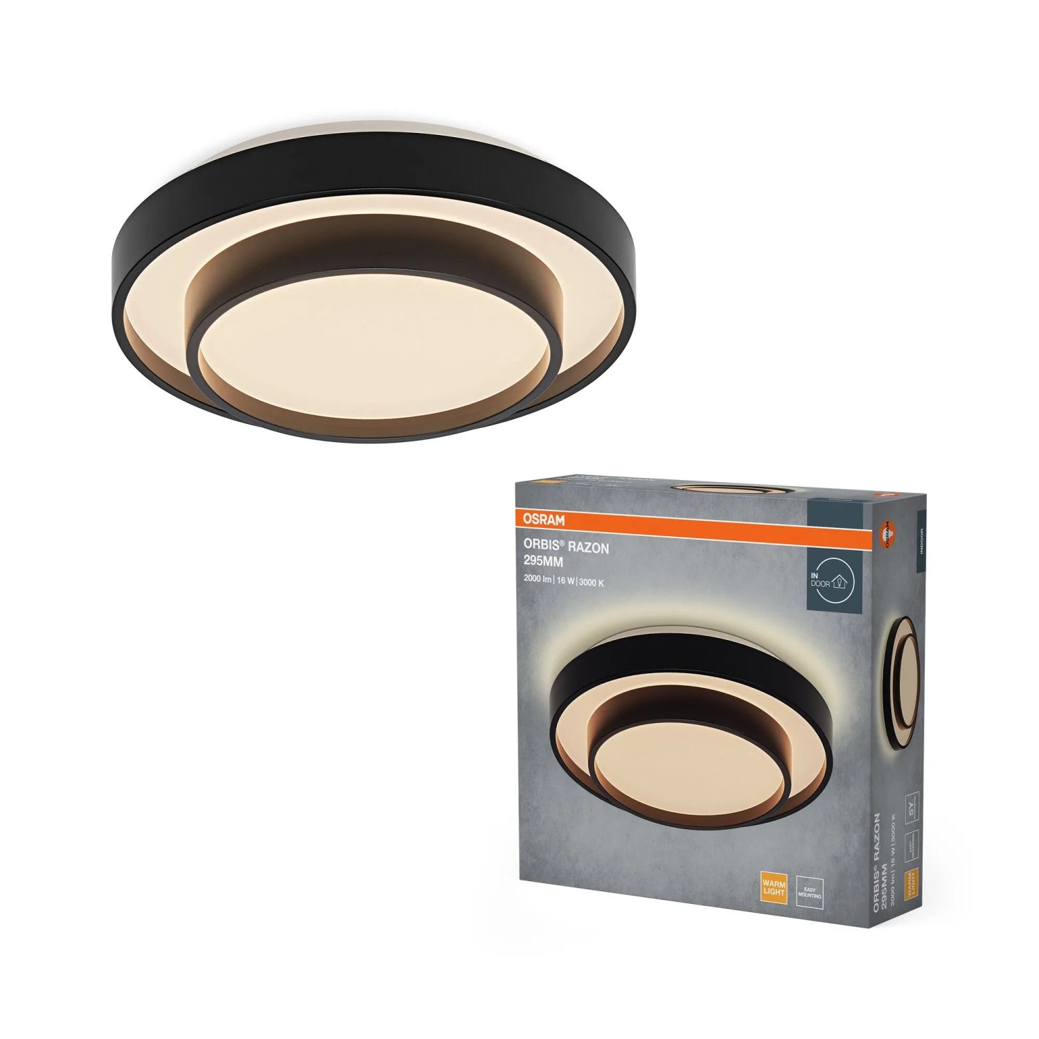 Osram LED-Deckenleuchte Orbis Razon Schwarz Ø 29,5 cm x 8 cm