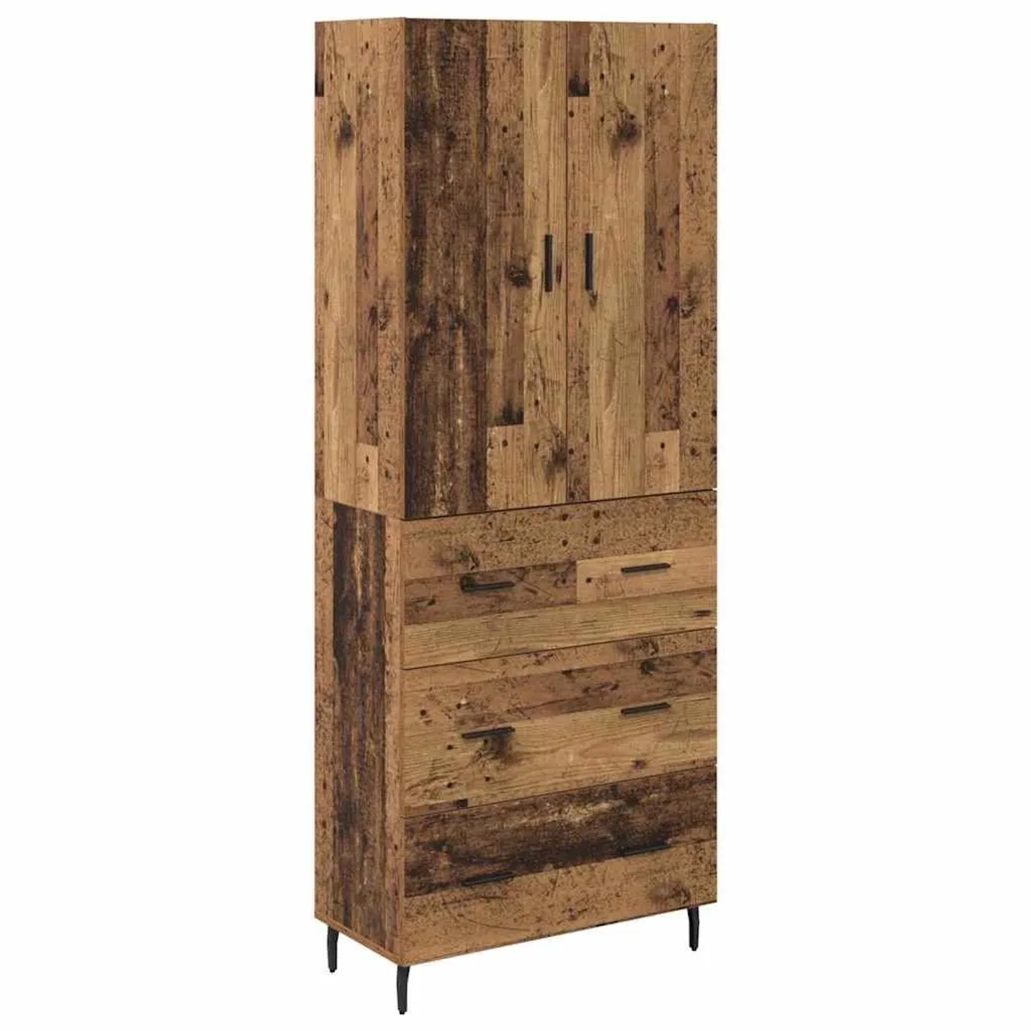 vidaXL Highboard mit Schubladen 2-Tlg Altholz Engineered Wood und Glas 3415 günstig online kaufen