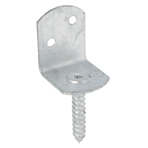 Flechtzaunhalter L-Form, feuerverzinkt, 83mm x 32mm, mit Schraube zur Montage von leichten Flechtzäunen.