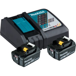 Makita Power-Source-Kit: Schnellladegerät DC18RC mit zwei 18V Akkus für Akkugeräte.