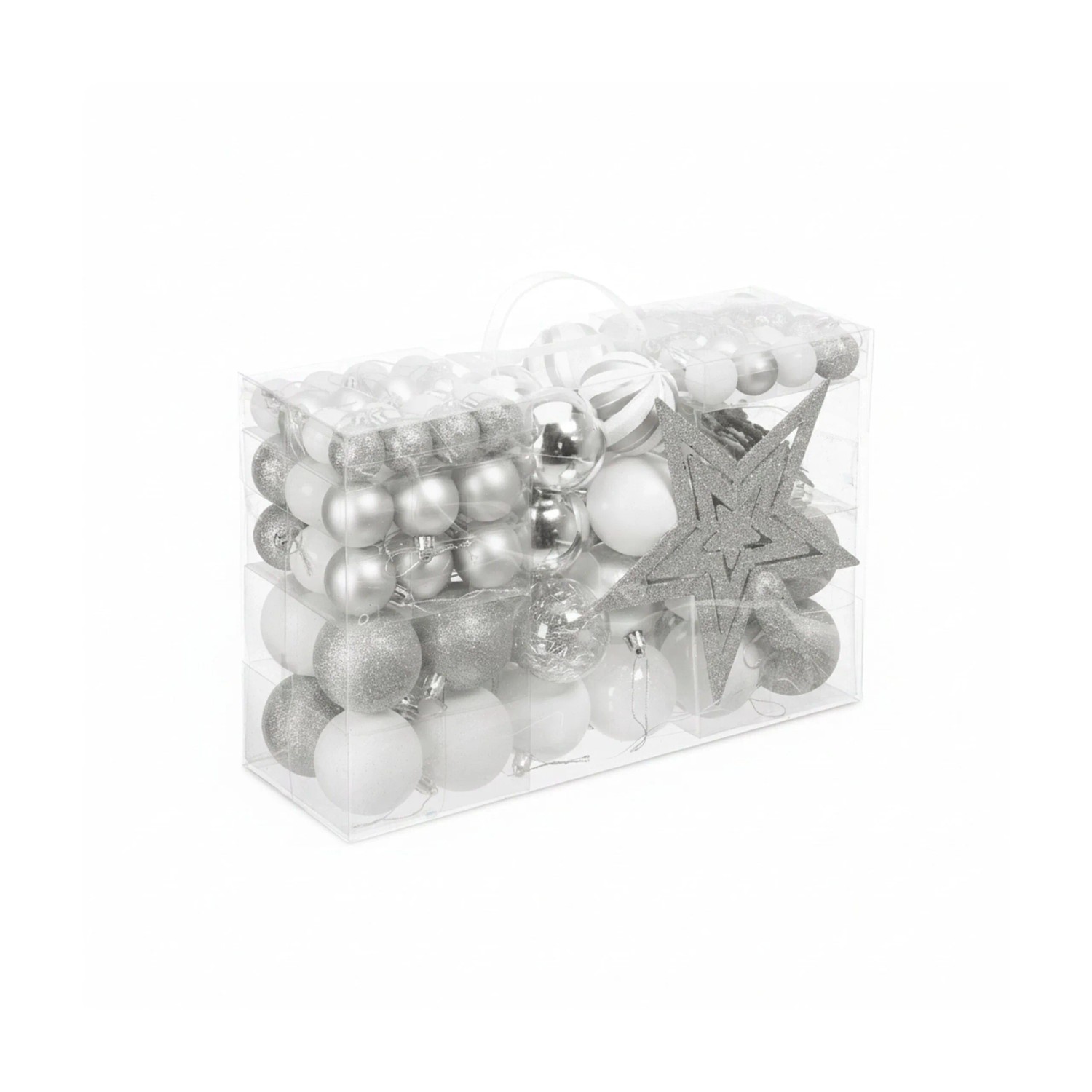 Relaxdays Weihnachtskugeln Kunststoff Silber Matt Glänzend Glitzernd 101er Set