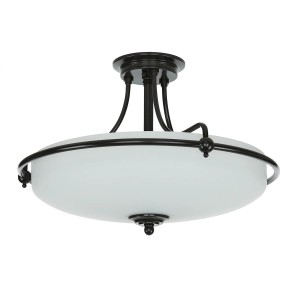 Jugendstil Deckenlampe in Bronze Antik/Creme, Glas/Metall, Ø 53cm, 4x E27. Ideal für Wohnzimmer & Flur.