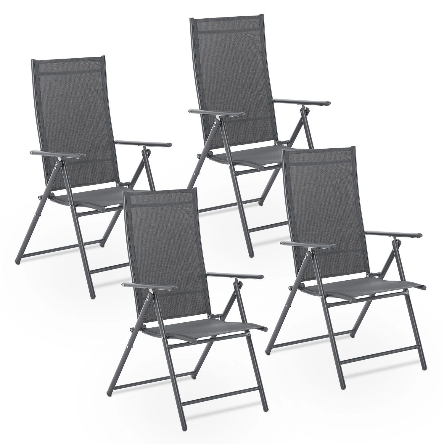 Juskys Gartenstuhl Campingstuhl Calena 4er Set Klappbar Verstellbar Anthraz günstig online kaufen