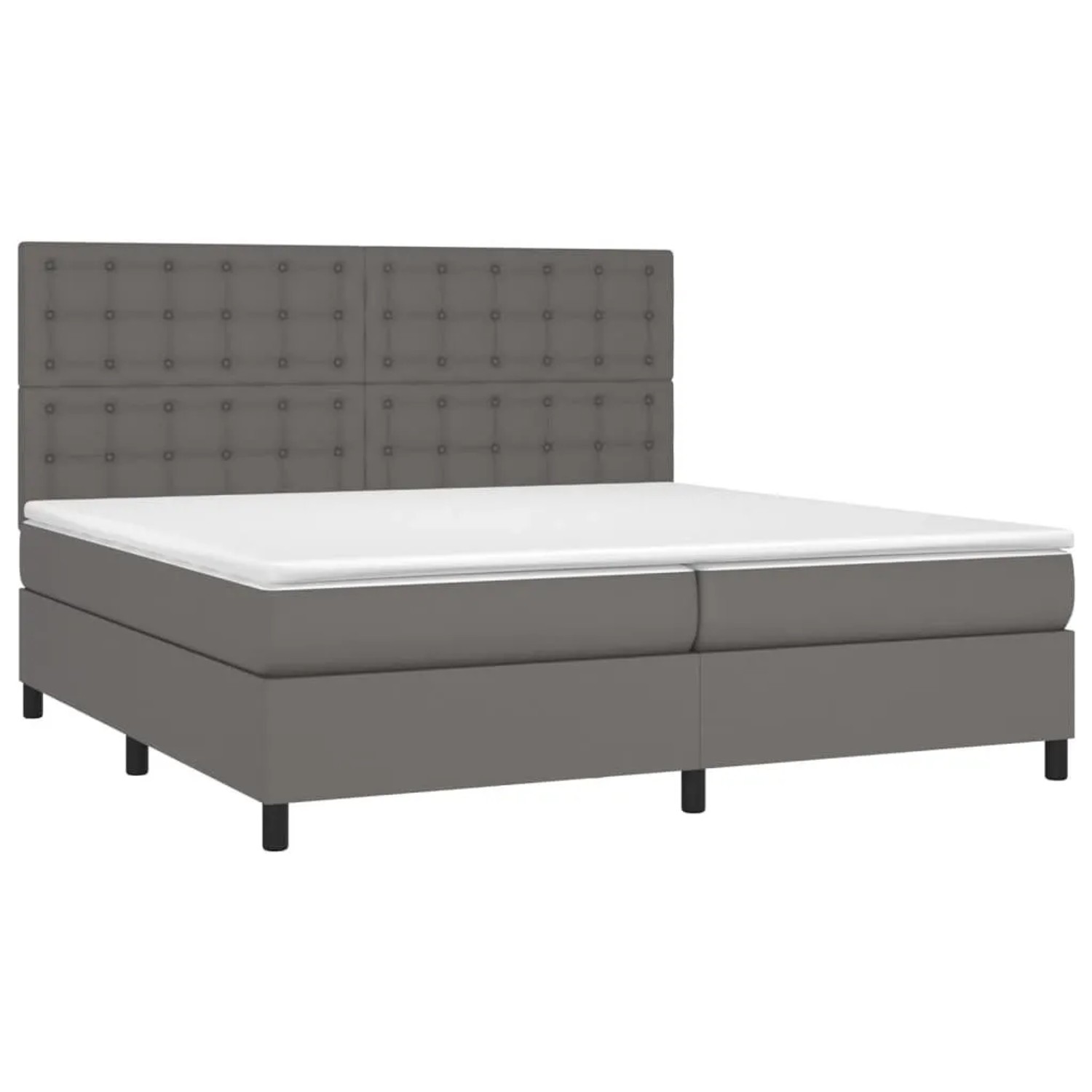 vidaXL Boxspringbett mit Matratze Grau 200x200 cm Kunstleder 3142867 günstig online kaufen