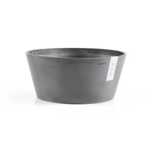 Runde, graue Ecopots Pflanzschale Frankfurt, Ø 31 cm, ideal für Innen- und Außenbereich.