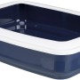 Offene Jollypaw Katzentoilette in Blau/Weiß, mit Rand, 50x38x11cm.