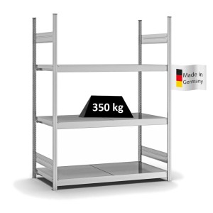 Verzinktes PROREGAL Weitspannregal mit 3 Ebenen, Fachlast 350 kg, ideal für Lager & Werkstatt.
