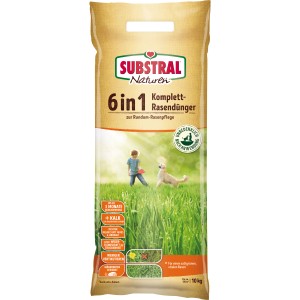 Substral Naturen 6 in 1 Komplett-Rasendünger für 135 m², 10 kg Sack. Für einen dichten, grünen Rasen.