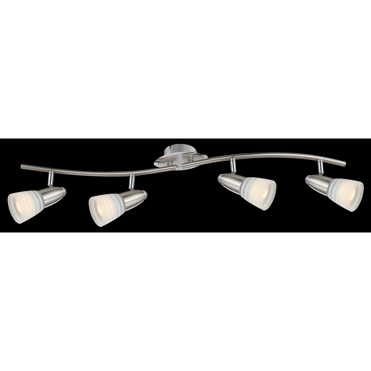 Globo LED-Spot Caleb 4er, Nickel matt, Chrom. Deckenleuchte mit 4 warmweißen LED-Leuchtmitteln.