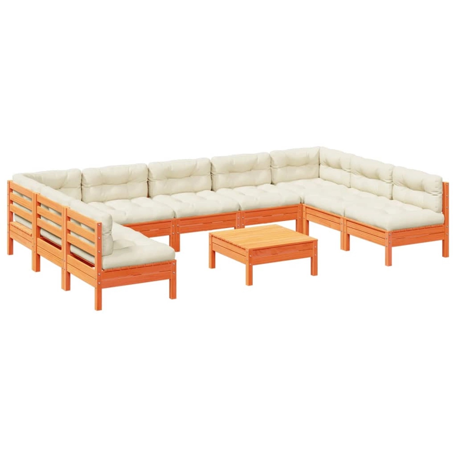vidaXL 10-Tlg Garten-Sofagarnitur mit Kissen Wachsbraun Kiefernholz 3299600 günstig online kaufen
