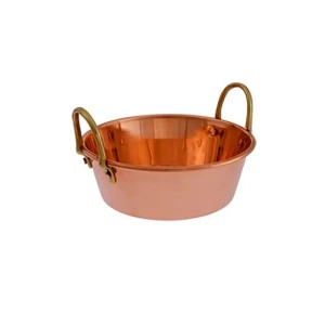 Glänzender Kupfer-Marmeladentopf mit Messinggriffen, 16 cm Durchmesser, ideal für Marmelade und Sirup. Topf & Pfanne.