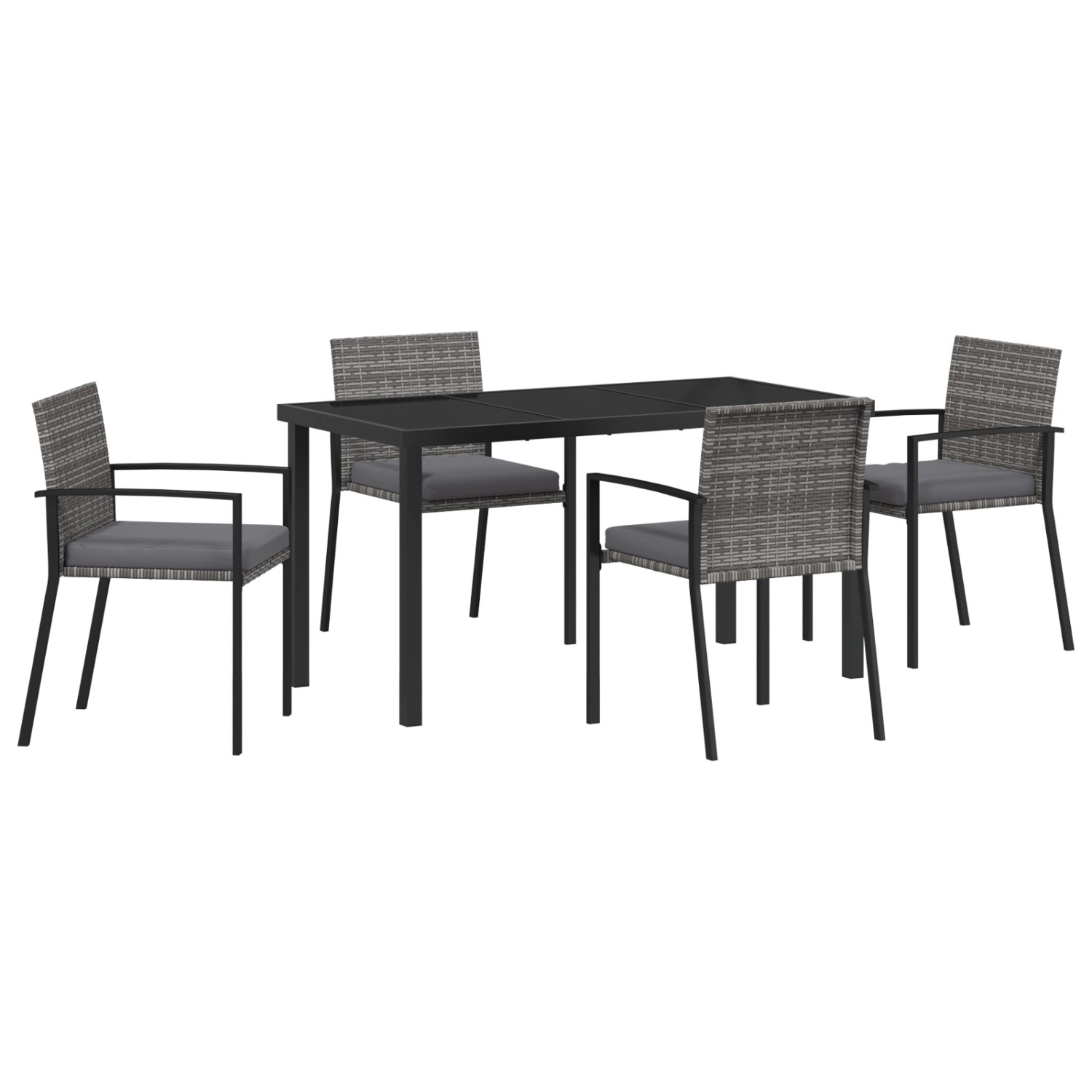 vidaXL Garten Essgruppe 5-Tlg Grau Poly Rattan 3379256 günstig online kaufen