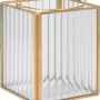 Eckige Laterne Modern Antique, 13 cm, transparentes Strukturglas mit goldenem Metallrahmen.