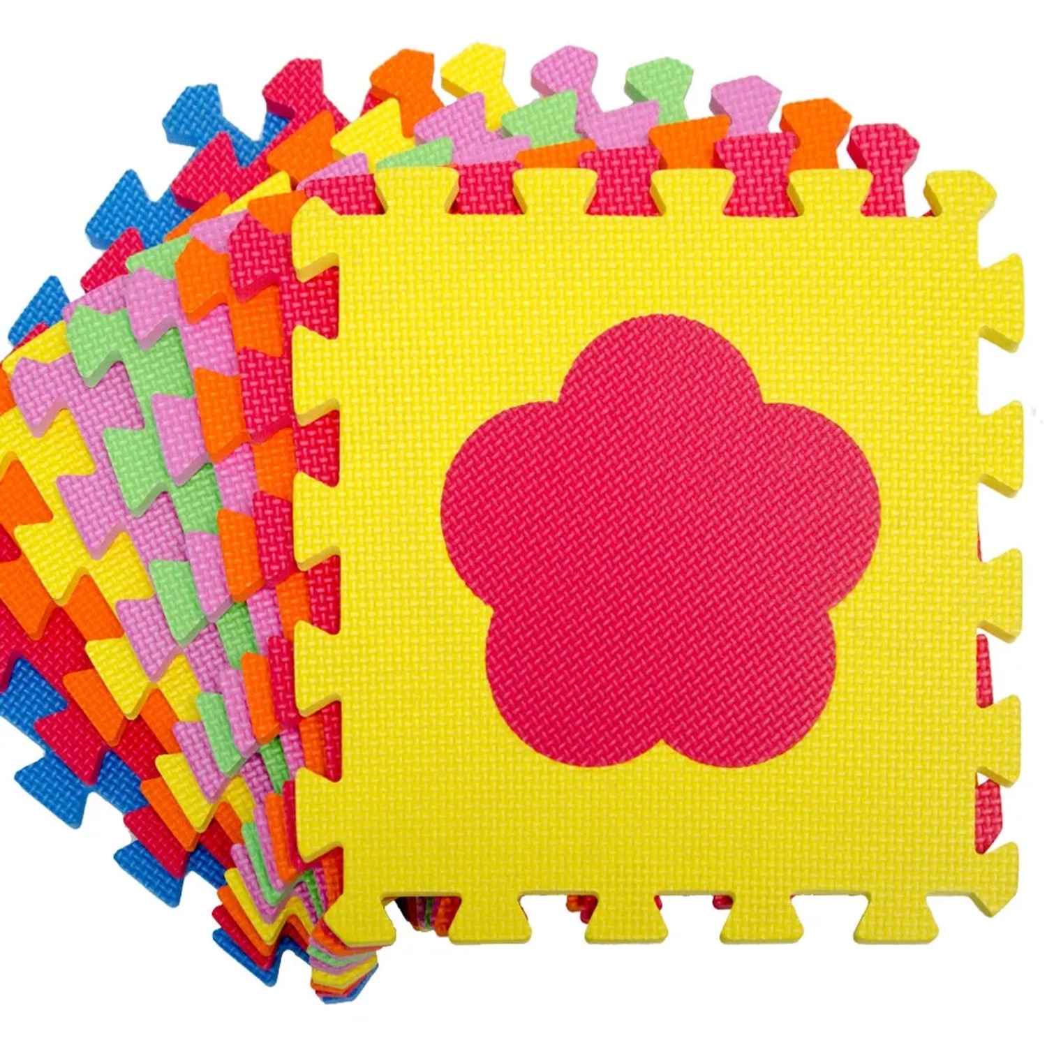 Bunte LittleTom Baby Puzzlematte, 10 Schaumstoffmatten mit Symbolen, 30x30 cm.