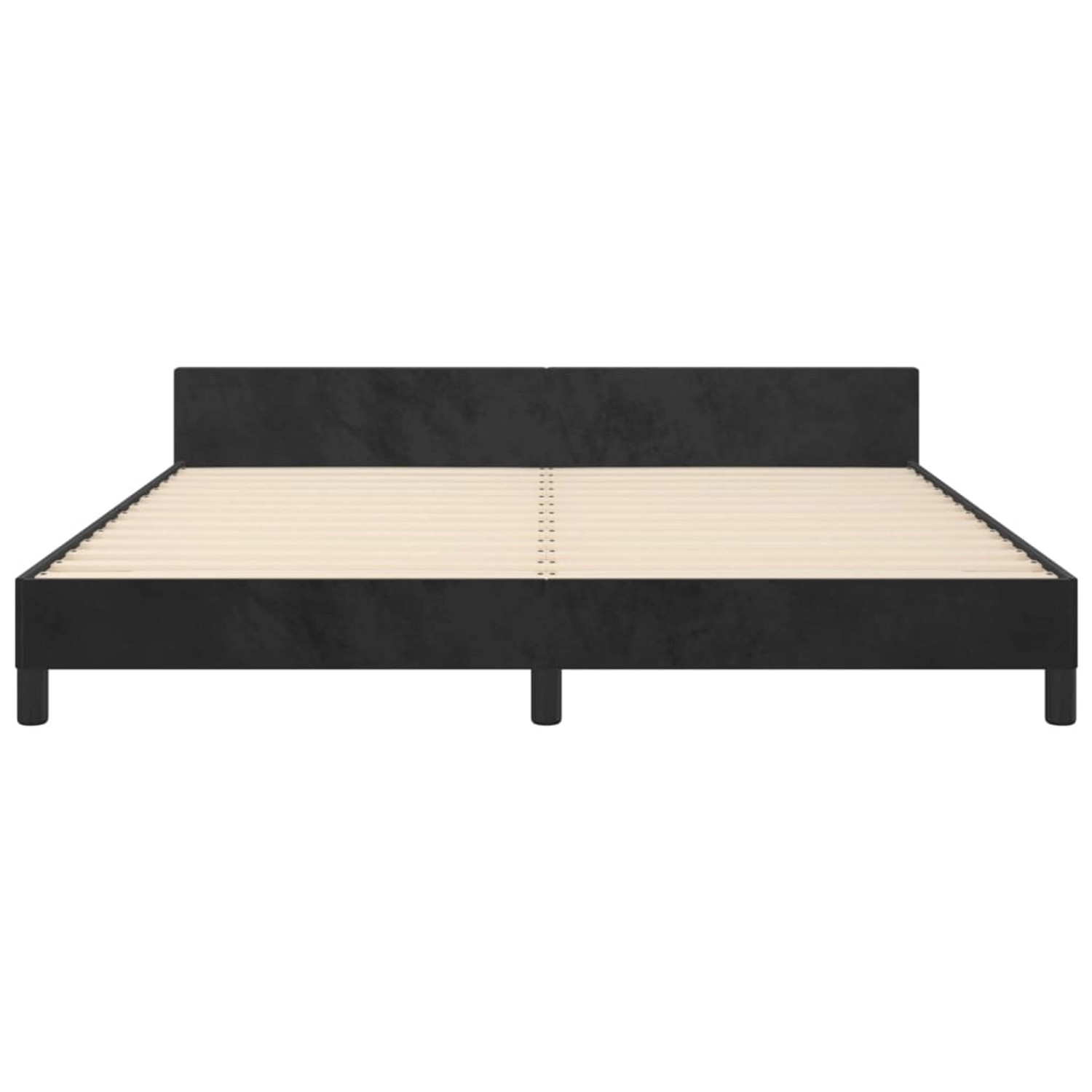 Schwarzes Samt-Bettgestell (180x200 cm) mit Kopfteil für Schlafzimmer.