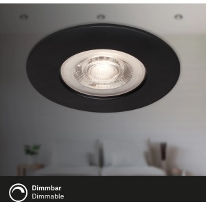 Dimmbarer, mattschwarzer Brilo LED Einbaustrahler Kulana, 3er Set.