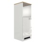 Flex-Well Exclusiv Demi-Geräteschrank Lund, lichtgrau glänzend, mit Nischen für Kühlgerät und Backofen.