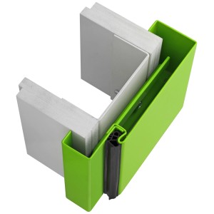 Stahlzarge für Ständerwerk, 62,5x200cm, DIN links/rechts, grün. Einbaufertige Türzarge.