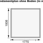 Fundamentplan des Karibu Holz-Gartenhauses, 177x181 cm, ohne Boden.