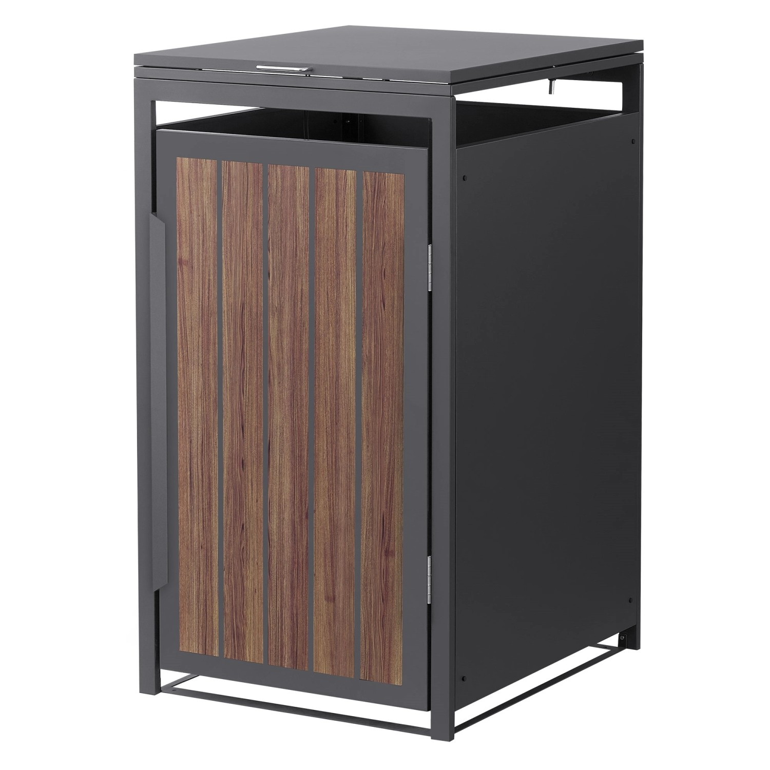 ML-Design Mülltonnenbox 1Er Anthrazit-Holzoptik aus Stahl 240L günstig online kaufen