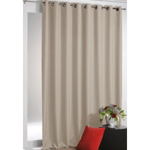 Beige Verdunkelungsgardine Shadow mit Ösen, 135x245 cm. Blickdichter Fenstervorhang für Schlafzimmer & Wohnzimmer.