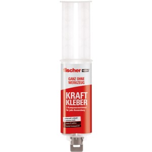 Fischer Kraft Kleber 25ml, 2-Komponentenkleber mit Doppelkammerspitze für Stahl, Holz, Glas u.v.m.