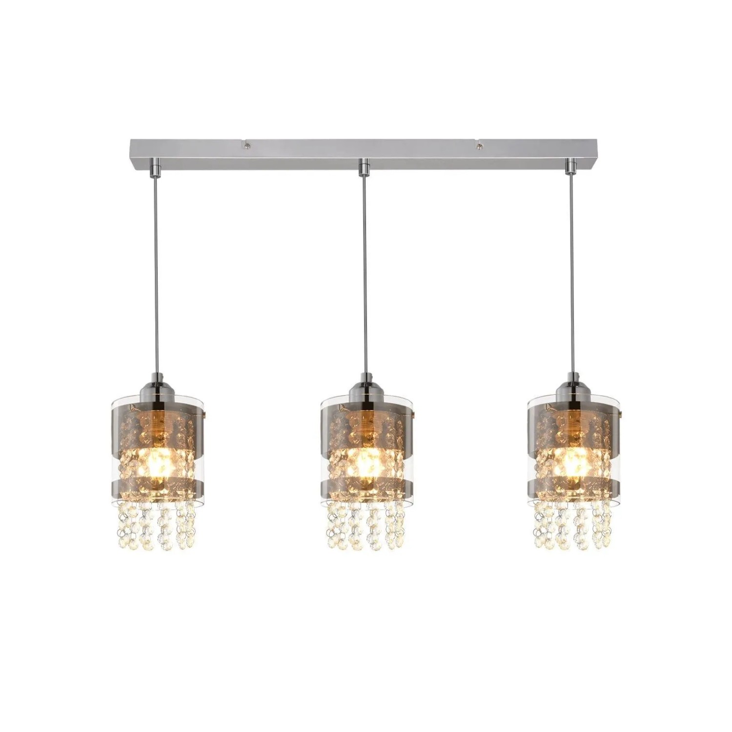 ZMH Pendelleuchte 3 flammig Modern Kristall 150cm Hängeleuchte für Wohnzimmer Esszimmer Flur