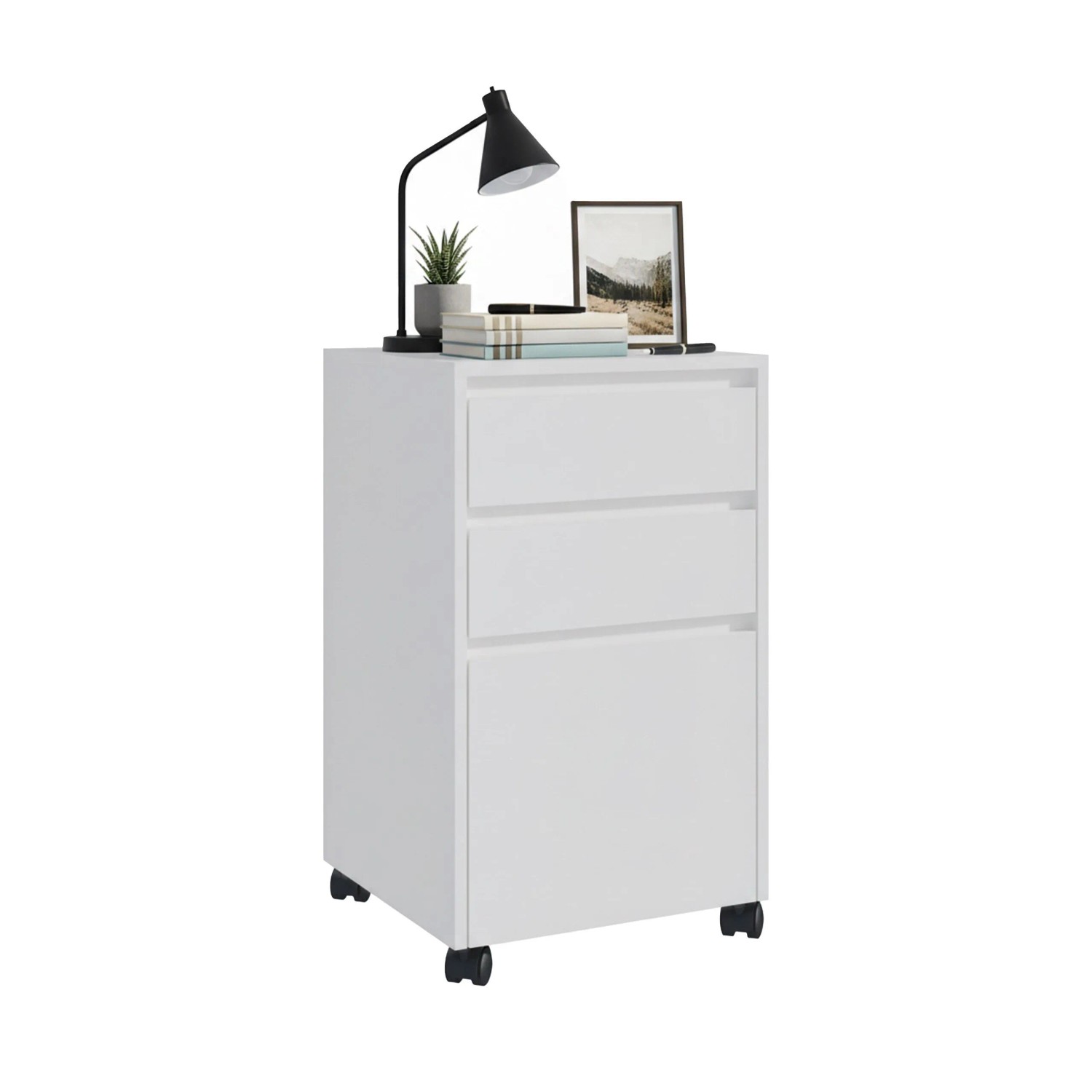 Relaxdays Rollcontainer mit 3 Schubladen Holzwerkstoff Metall Weiß Mit Rollen 70 cm x 40 cm x 40 cm 14,6 kg