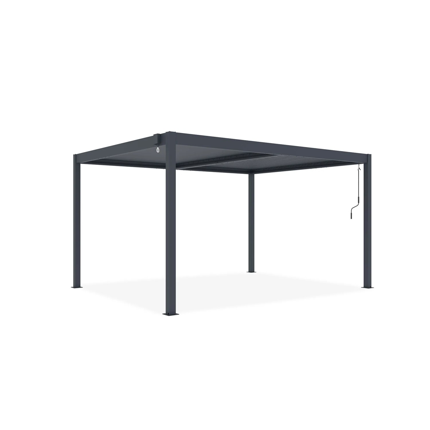 Freistehende, graue Cazeboo Piana Bioklimatische Pergola 4x3m aus Aluminium.