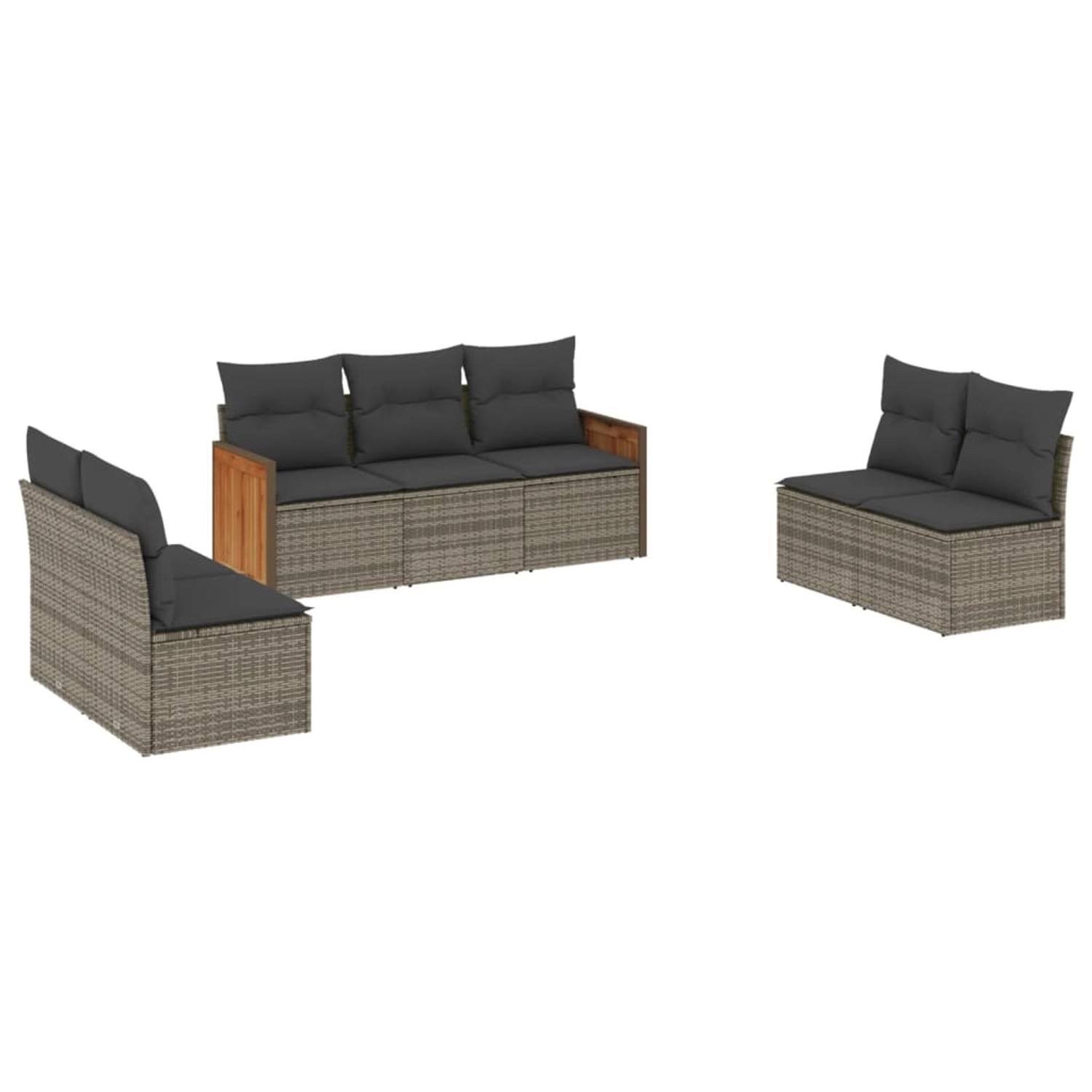 vidaXL 7-Tlg Garten-Sofagarnitur mit Kissen Grau Poly Rattan 3227558 günstig online kaufen